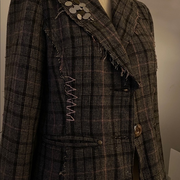 K/Lab Brown Plaid Blazer with Pink Stitching - Picture 6 of 14